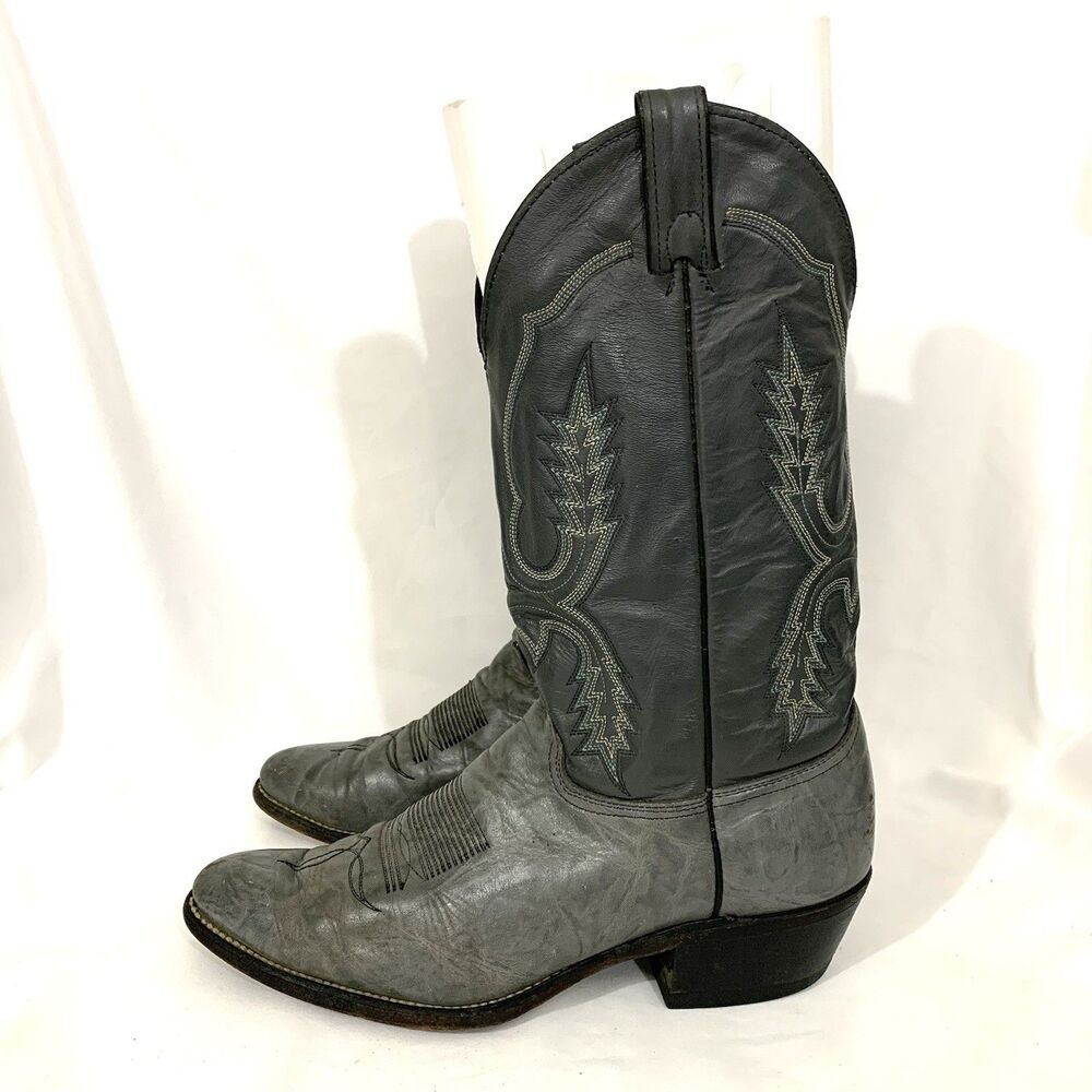 Abilene Men's Vintage Roper Boots Charcoal Gray Leather 10 D -Tight Fit ? READ
